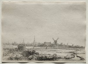 Kopia Widoku Amsterdamu z północnego zachodu autorstwa copy after Rembrandt van Rijn