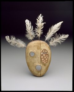 Maska: Zły Duch Góry, koniec XIX wieku (drewno, farba i pióra) autorstwa culture Yupik