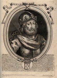 Dynastia Kapetów: Portret Henryka I (1009-1060), Króla Franków od 1031 do 1060 - Henryk I (1009-1060) Król Francji - rycina z 