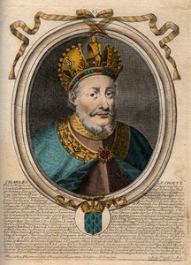Portret Karola II Łysego (823-877), króla Francji - Karola II (823-877) Łysego - grawer z 