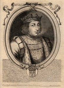 Portret Karola V Mędrca (1338 - 1380) - Karol V Mądry lub Karol V Mędrzec, Król Francji z Domu Walezjuszów - grawer z 
