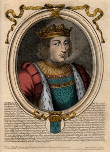 Portret Karola V Mędrca (1338 - 1380) - Karol V Mądry lub Karol V Mędrzec, Król Francji z Domu Walezjuszów - grawer z 