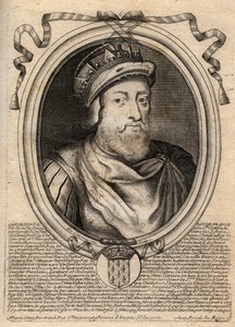 Portret Childeberta I, króla Franków - King Childebert I (497-558) - grawerowanie z 