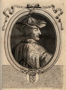 Portret Chilperika II (ok. 670 - 721), króla Neustrii - CHILPERIC II króla Franków - grawer z 