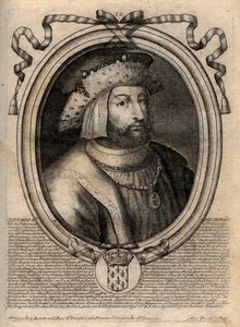 Portret Clotaire (Clothaire) II (584 - 628), Król Neustrii i Król Franków - Clotaire lub Chlotar II (zm. 629) Król Franków - rycina z 