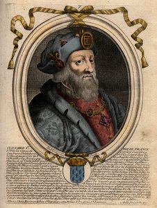 Portret Clotaire (Clothaire) I (497-561), króla Neustrii i króla Franków - Clothar I, King of the Franks - rycina z 