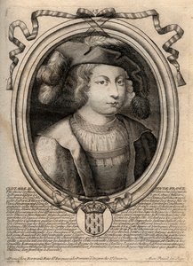 Portret Chlotara III (652 - 673), króla Neustrii i Burgundii - Chlotara III lub Chlotara III, króla Franków z rodu Merowingów - rycina z 