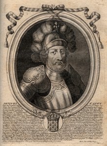 Portret Hugues I Capet (ok. 941 - 996), księcia Francji, a następnie króla Francji - Portret Hugues I Capet (ok. 941-996), króla Francji - rycina z 