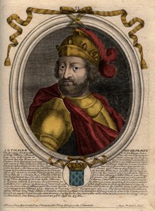 Portret Lotara (941-986), Król Franków - Lothair (941-986) Król Francji - grawer z 