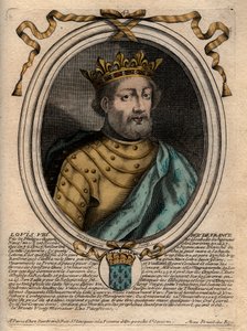 Portret Ludwika VIII (1187-1226), Króla Francji - Ludwika VIII (1187-1226) Króla Francji - Rycina z „”Les Augustes Reprezentacje wszystkich królów Francji od Faramonda do Ludwika XIV””, Paryż autorstwa de Larmessin
