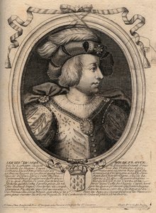 Portret Ludwika V Faineant (967 - 987), król Francji - Ludwik V Indolent (967-987) grawerowanie z 