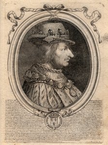Portret Ludwika XI (1423-1483), Król Francji - Portret Ludwika XI Francji (1423-1483), Król Francji - grawer z 