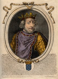 Portret Pepina III dit Pepin le Brief (714-768) króla Francji - Pepin III (714-768) (Pepin the Short) King of Franks - rycina z 