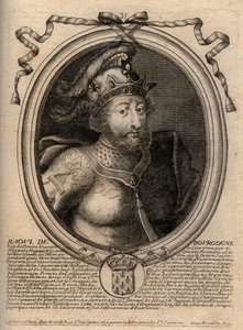 Portret Raoula Francji (lub Rodolphe, c. 890-936) Król Franków - Rudolph (Raoul, Rodolphe) Burgundii, król Francji (923-936) - grawerowanie z 