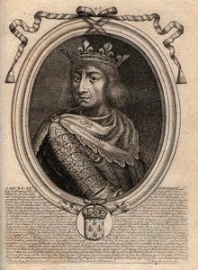 Portret Saint Louis (Saint-Louis, Louis IX (1214-1270) - Saint Louis IX (1214-70) król Francji - grawerowanie z "Les Augustes Reprezentacje wszystkich królów Francji od Faramonda do Ludwika XIV", Paryż autorstwa de Larmessin