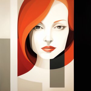 Abstrakcyjny minimalistyczny portret współczesnej dziewczyny, grafika ścienna na żądanie