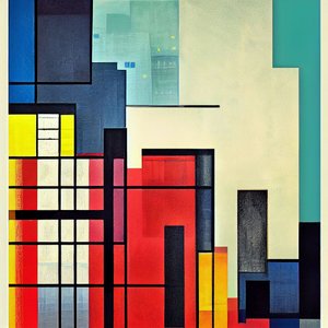 Architektoniczne abstrakcje geometryczne na płótnie, wydruki artystyczne na ścianę