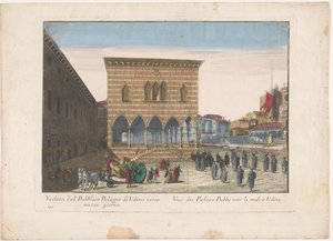 Gezicht op het Stadhuis te Udine Widok na publiczny Palagio w Udine w kierunku południa (tytuł na obiekcie)