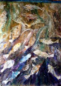 Fish Rising, 2018 (olej na płótnie)