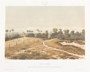 Widok na synagogę i cmentarz widziany z Kordonpadu Widoki z holenderskich Indii Zachodnich (tytuł serii) autorstwa jonkheer Jacob Eduard van Heemskerck