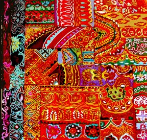 Haft Kutch, 2017 (mieszany, akryl, tusz, olej) autorstwa linda arthurs
