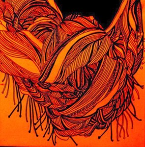 Rdzawy szalik, 2016 (mixed media) autorstwa linda arthurs