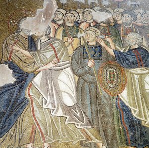 Pocałunek Judasza, mozaika w katolikonie (główny kościół) klasztoru Nea Moni (lista światowego dziedzictwa UNESCO