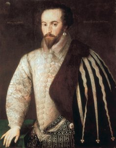 Portret Sir Waltera Raleigha (1554 - 1618). Obraz przypisywany Federico Zuccaro (lub Zuccari) (1549-1609). 1588. Londyn, Narodowa Galeria Portretów. autorstwa or Zuccaro Federico Zuccari