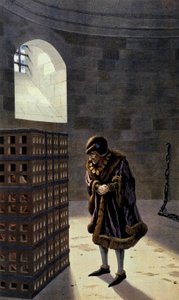 Król Francji Ludwik XI odwiedza w więzieniu kardynała Jeana de la Balue autorstwa pseudonym for Onfray de Breville Jacques Job