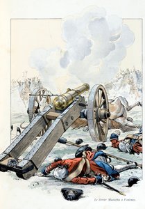 Ilustracja z książki „A la gloire des betes” tekst A Fabre, rysunki Jacques Marie Gaston Onfray de Breville dit JOB (1858-1931), wydawca Maison Alfred Mame et fils: Wojna o sukcesję austriacką: drożdże Mustapha w Fontenoy autorstwa pseudonym for Onfray de Breville Jacques Job