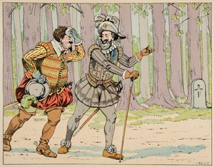 Ilustracja zaczerpnięta z książki „Le bon roy Henri””, zilustrowana przez Jacques Marie Gaston Onfray de Breville dit JOB (1858-1931): Henri IV udziela ułaskawienia Charlesowi de Lorraine (1554-1611) księciu Mayenne po zmuszenie go na trochę ćwiczeń - Priv autorstwa pseudonym for Onfray de Breville Jacques Job