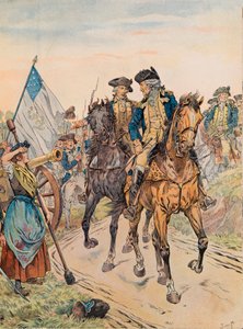 Jacques Marie Gaston Onfroy de Breville dit JOB (1858-1931) - George Washington minął Molly Pitcher podczas bitwy pod Monmouth w dniu 28 czerwca 1778 roku podczas wojny o niepodległość, kolekcja prywatna autorstwa pseudonym for Onfray de Breville Jacques Job