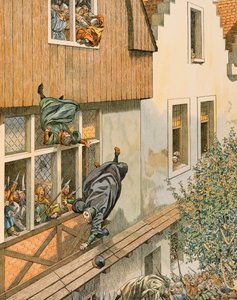Jacques Marie Gaston Onfroy de Breville dit JOB (1858-1931) - Historia Belgii: Defenestracja patrycjusza Echevinsa z Leuven w 1419 r., kolekcja prywatna autorstwa pseudonym for Onfray de Breville Jacques Job