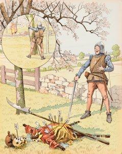 Jacques Marie Gaston Onfroy de Breville dit JOB (1858-1931) - Le Franc Archer de Bagnolet (dzieło komiksowe z XV wieku z fanfaronem żołnierzem), kolekcja prywatna autorstwa pseudonym for Onfray de Breville Jacques Job