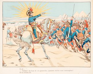 Jacques Marie Gaston Onfroy de Breville dit JOB (1858-1931) - Napoleon Bonaparte w bitwie pod piramidami w 1798 r., kolekcja prywatna