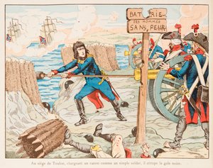 Jacques Marie Gaston Onfroy de Breville dit JOB (1858-1931) – sam Napoleon Bonaparte naładował broń na bębny nieustraszonych mężczyzn w siedzibie Toulon w 1793 r., Kolekcja prywatna autorstwa pseudonym for Onfray de Breville Jacques Job