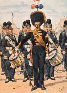 Jacques Marie Gaston Onfroy de Breville dit JOB (1858-1931) - Strój wojsk francuskich przez cały czas: Drum Major of Fleet Crews (1837), Private Collection autorstwa pseudonym for Onfray de Breville Jacques Job
