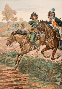 Jacques Marie Gaston Onfroy de Breville dit JOB (1858-1931) - Strój wojsk francuskich wszech czasów: Cavalier Vendeen i piqueur (lub Piconnier) na koniu Legionu Germanów (1793), kolekcja prywatna autorstwa pseudonym for Onfray de Breville Jacques Job