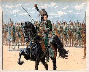Joachim Murat (1767-1815) ówczesny pułkownik podczas kampanii włoskiej. Grawerowanie: Jacques Marie Gaston Onfray de Breville dit Job (1858-1931) autorstwa pseudonym for Onfray de Breville Jacques Job