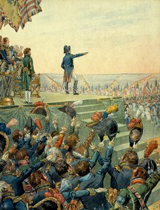 Napoleon I Bonaparte (1769-1821) rozdający 16 sierpnia krzyże Legii Honorowej armii obozu wojskowego Boulogne autorstwa pseudonym for Onfray de Breville Jacques Job