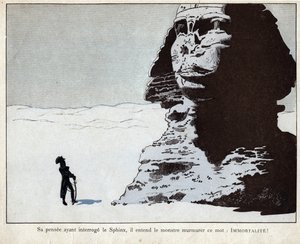 Napoleon studiujący Sfinksa w Egipcie - litografia autorstwa Joba (Jacques Onfroy de Breville) z „”Le Grand Napoleon des Petites Enfants””” 1893