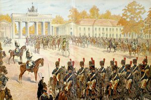 27 października 1806 Napoleon I Bonaparte (1769-1821) wraz ze swoją armią wkroczył do Berlina. W „”Napoleonie”” Georgesa Montorgueila. Ilustracja Jacques Marie Gaston Onfray de Breville dit JOB (1858-1931) autorstwa pseudonym for Onfray de Breville Jacques Job