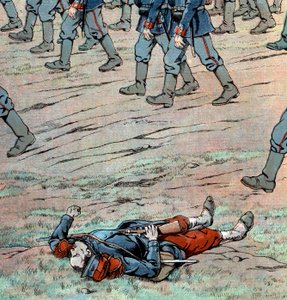 Prusacy najeżdżają Francję: francuski martwy żołnierz autorstwa pseudonym for Onfray de Breville Jacques Job