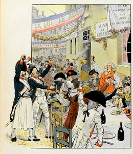 Rewolucyjny bankiet po zdobyciu Bastylii - Ilustracja Joba (Jacques Marie Gaston Onfray i Breville) (Jacques-Marie) (1858-1931) do książki „La Tour d