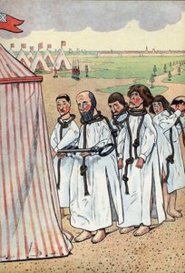 Scena historii Francji w zabawkach: Burżua z Calais. Oblężenie Calais w 1347 roku i pożegnanie Eustachego św. Piotra, najbardziej znanego z sześciu mieszczan Calais, który udał się do króla Anglii Edwarda III, aby wyprosić łaskę autorstwa pseudonym for Onfray de Breville Jacques Job