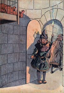 Scena z historii Francji w zabawkach: spisek przeciwko królowi Ludwikowi XI (1423-1483) z Charlesem Le Temeraire, Jean Balue (1421-1491) został zamknięty na 11 lat w jednej z żelaznych klatek króla Ludwika XI 23 kwietnia 1469 roku. „” Joujoux a l