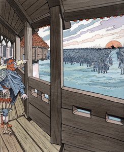 Oblężenie Pawii (773-774): Ogger wykrzykujący „The Iron Man! Oto Karol Wielki” autorstwa pseudonym for Onfray de Breville Jacques Job