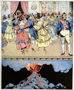 Tańczymy na wulkanie. Słowa hrabiego Narcisse Achille de Salvandy (1795-1856) przepowiadającego rewolucję trzech chwalebnych Ludwika Filipa I księcia Orleanu (Louis-Philippe autorstwa pseudonym for Onfray de Breville Jacques Job