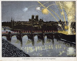 fete de la Paix le 18 brumaire an X (9/11/1801) - Napoleon zorganizował wspaniały festiwal z okazji Roku Pokoju, 9 listopada 1801 - litografia Hioba (Jacques Onfroy de Breville) z „” Le Grand Napoleon des Petites Dzieci””” 1893 autorstwa pseudonym for Onfray de Breville Jacques Job