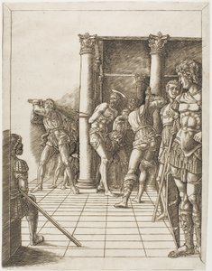 Biczowanie Chrystusa chodnikiem autorstwa school of Andrea Mantegna